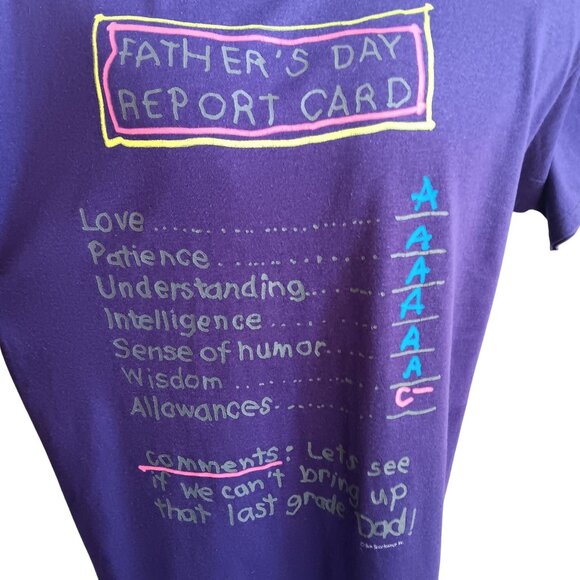 Large Vintage T-shirt Single Stitch 1980's Fathers Day Report Card Buttery Thin - Picture 1 of 6